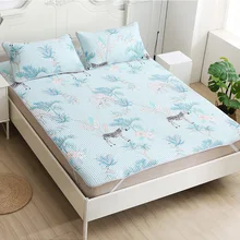 Latex Summer Cool Sleeping Mat Breathable Ice Silk Cold Sheets Mattress Queen King Size Protector Sheet Summer Cool Pad