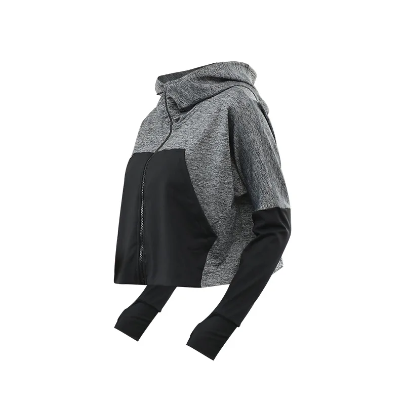 Running Jacket Fitness Sport Clothes Women Long Sleeve Hooded Gym Crop Top Hoodies Yoga Cropped | Спорт и развлечения