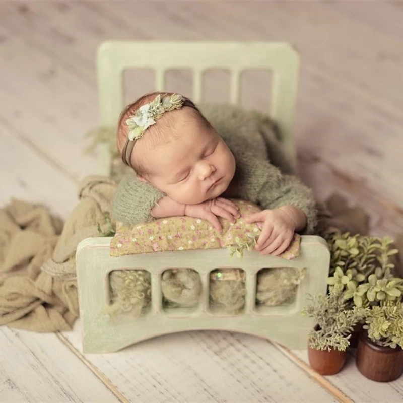 W3JF Newborn Posing Detachable Mini Bed Baby Infant Photo Shooting Props Wooden Crib | Мать и ребенок