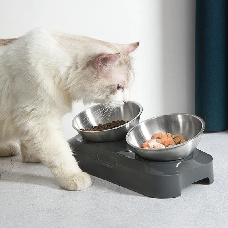 

Dog Bowls with Raised Stand Pet Puppy Food Water Feeder 15 Tilted Platform