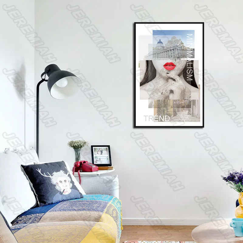 

Beauty Building Monogram Poster Nordic Style Wall Art Canvas Print Painting Modern Living Room Decoration