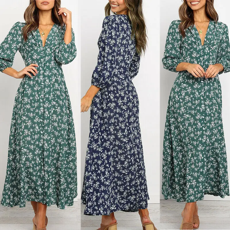 Женское шифоновое платье с высокой талией v образный вырез длинные рукава