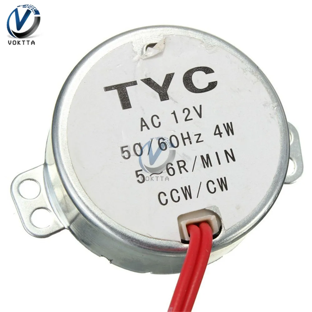 TYC-50 синхронный двигатель переменного тока 12V AC 220V синхронный двигатель с постоянным магнитом 5/6 об/мин вращение по часовой стрелке и против микроволновый поворотный стол