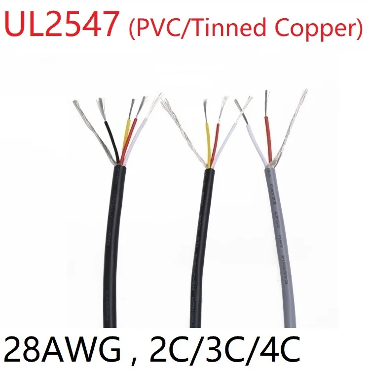 

28AWG UL2547 Signal Shielded Cable PVC Insulated 2 3 4 5Core Amplifier Channel Audio Copper Wire Cord Headphone DIY Control Line