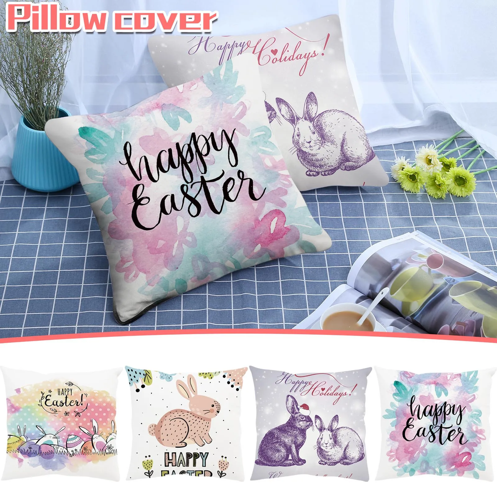 

Подушка Чехол кролик на пасхальную тему с изображением кролика и наволочка чехол для дивана и диванных подушек чехол на заказ украшение дом...