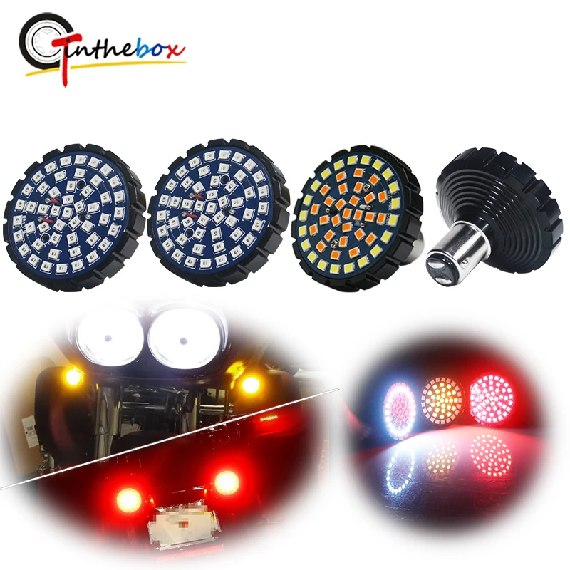 Gtinthebox 4PCS Amber/White Switchback & Red Full LED Turn Signal/Driving Light, Tail Light Kit For Harley Davidson Motorcycles
