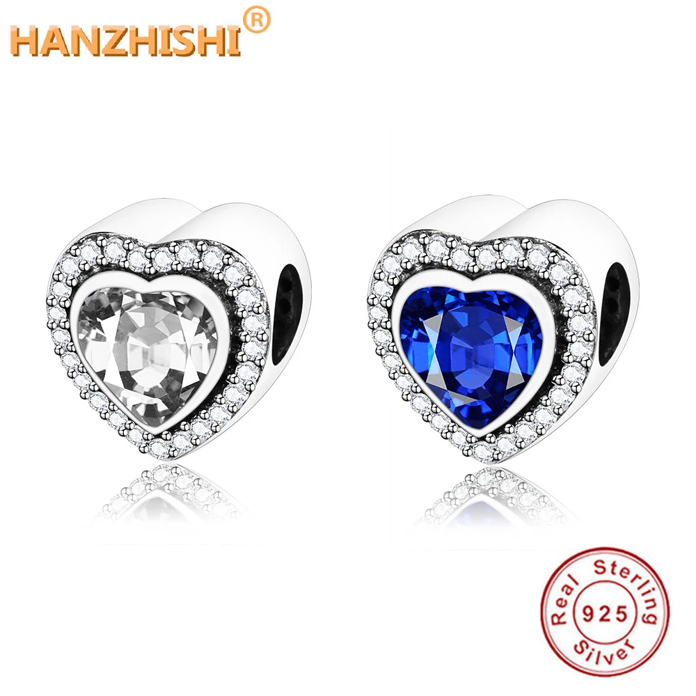 

2019 Spring Newest DIY Fits Original pandora Charms Bracelet Jewelry Making Gift 925 Sterling Silver Heart Clear CZ Charm Beads