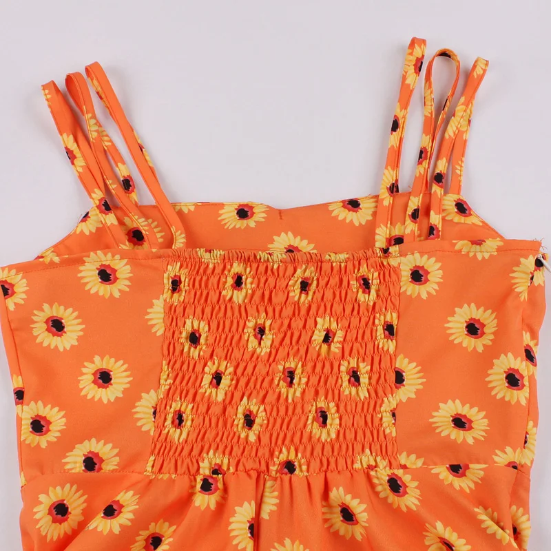 

Bow Front Cute Daisy Floral Print Women Spaghetti Strap Summer Vacation Casual high quality Vintage Swing Dress Plus Size S-4XL