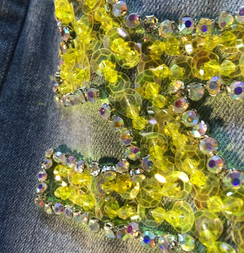 

2021 Spring New Colorful Rhinestone Beaded Painted Graffiti High Waist Slimming Jeans Stretch Woman Straight Jeans Denim Pants