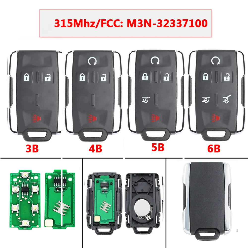 

XNRKEY 3/ 4/ 5/ 6 кнопочный пульт дистанционного управления для Chevrolet GMC FCC # M3N-32337100 - 315 МГц