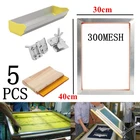 5 шт.компл. 40x30CM комплект трафаретной печати 300 м шелкография Алюминий рамка + шарнир Зажим + Эмульсия Совок машина для нанесения покрытия + скребковый инструмент Запчасти