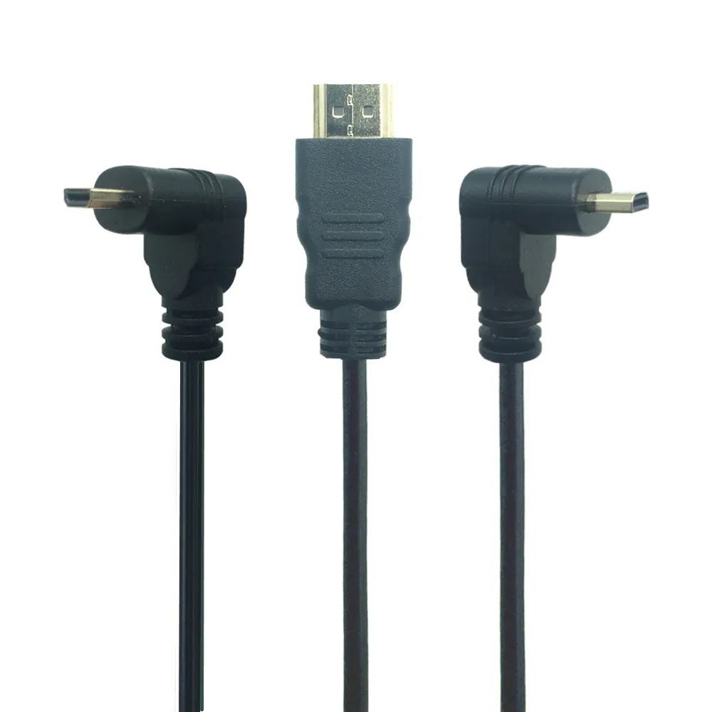 Micro HDMI совместимый кабель 3D 1080P папа 1 4 в позолоченный вверх и вниз правый угловой