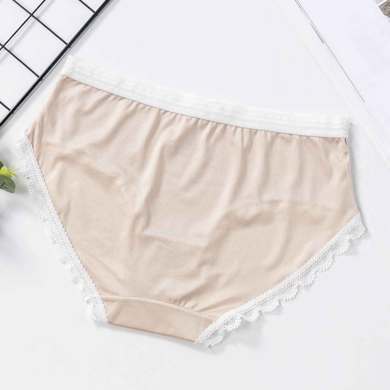 

4PCS Womens Cotton Panties Solid Lace Edges Menstrual Panties Soft Breathable Underwear Women Underpanties Sexy Lingerie