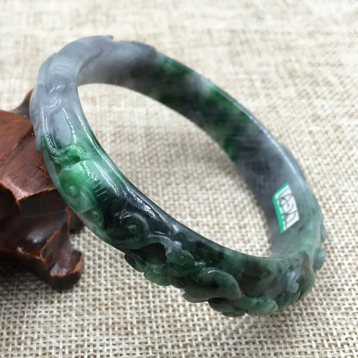 A-267 красивый ручной работы изумрудно-зеленый жадеит нефрит браслет из