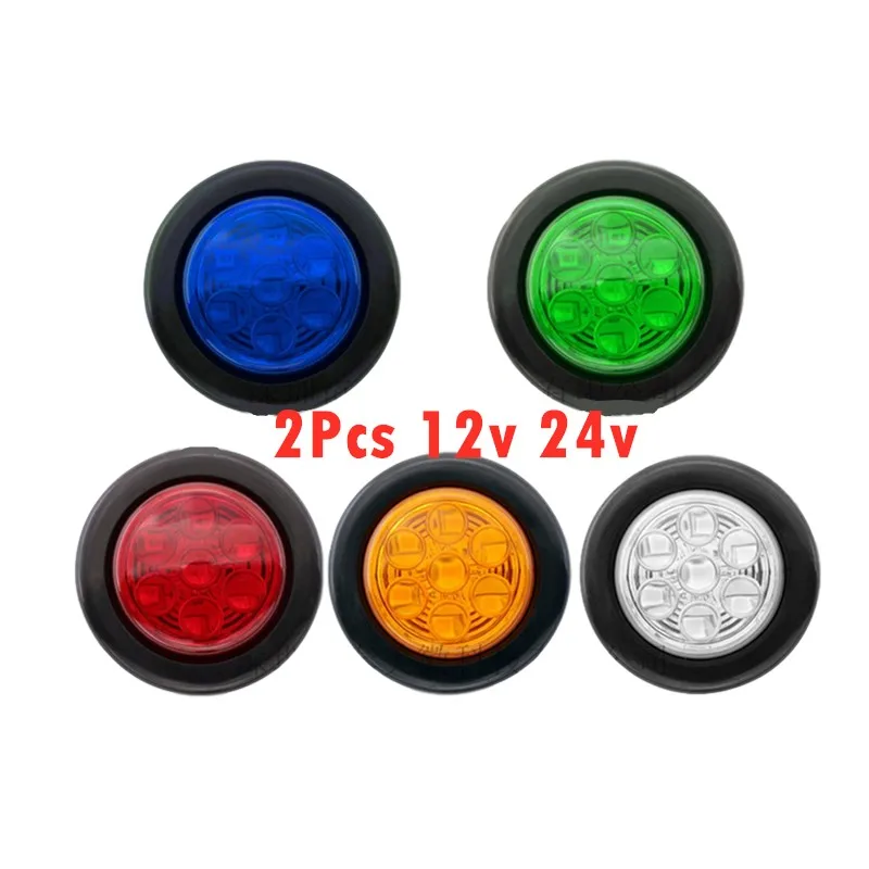 

2Pcs 2inch 12V Car External Lights Round LED 24V Auto Car Bus Truck Trailer Side Marker Indicator Trailer Light Rear Side lights