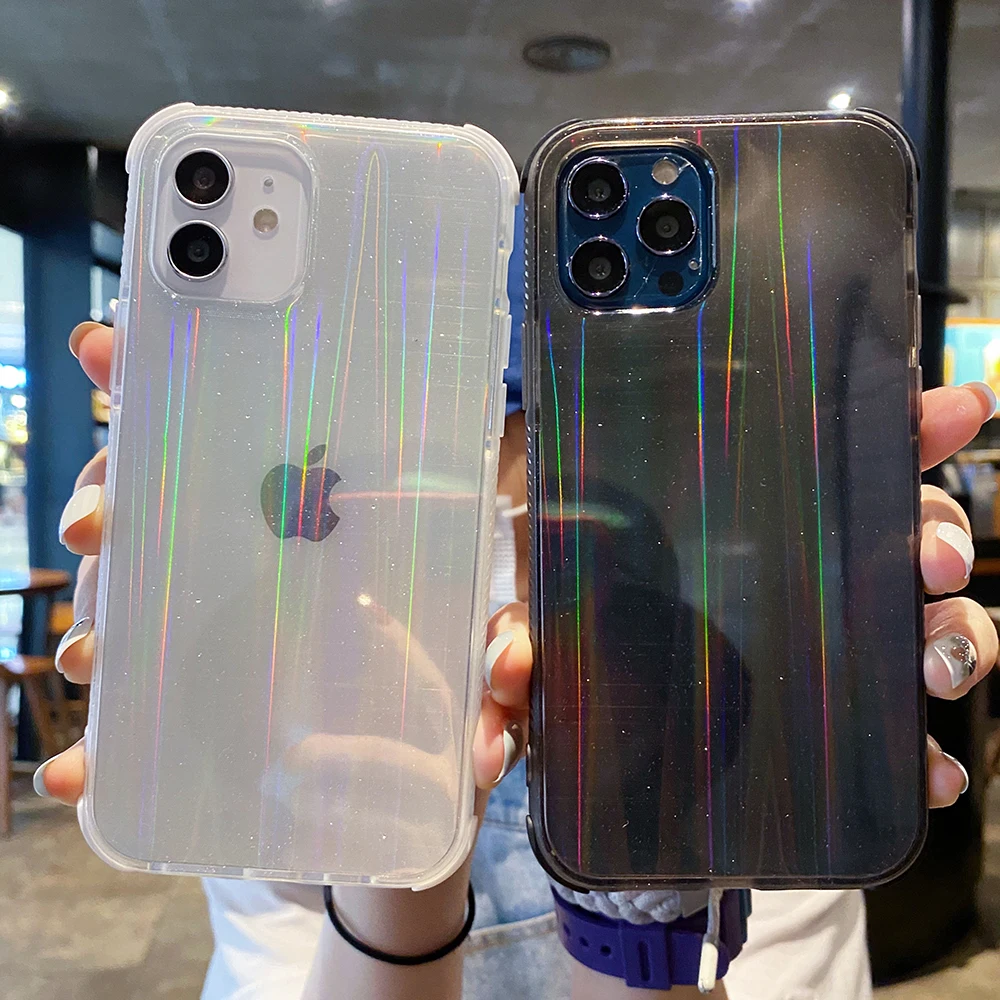 

Laser Glitter Shiny Shockproof Phone Case for Iphone 12Pro 11 12 Pro Max SE 2020 X XR XS Max 7 8 Plus Cover Silicone Coque Ctue