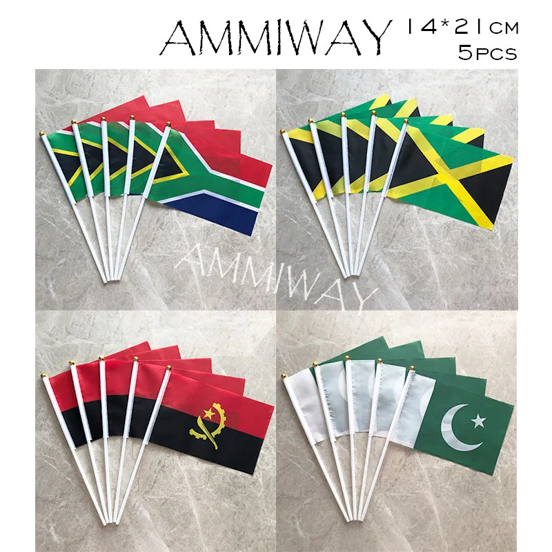 AMMIWAY 14х21 см 5 шт. южноафриканская ямайка ручной флаг полиэфир маленький размер