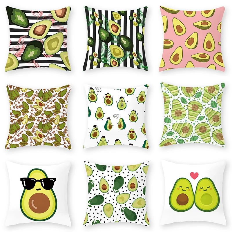 

Sofa Decorative Cushion Cover Avocado Plant Leaf Pillowcase Polyester 45*45cm Throw Pillow Home Decor Pillow Cover
