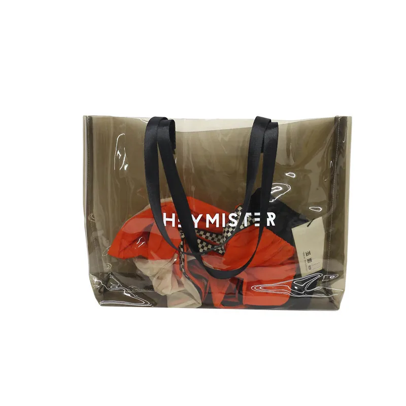 2021 прозрачная сумка из ПВХ пляжная через плечо новая трендовая женская тоут