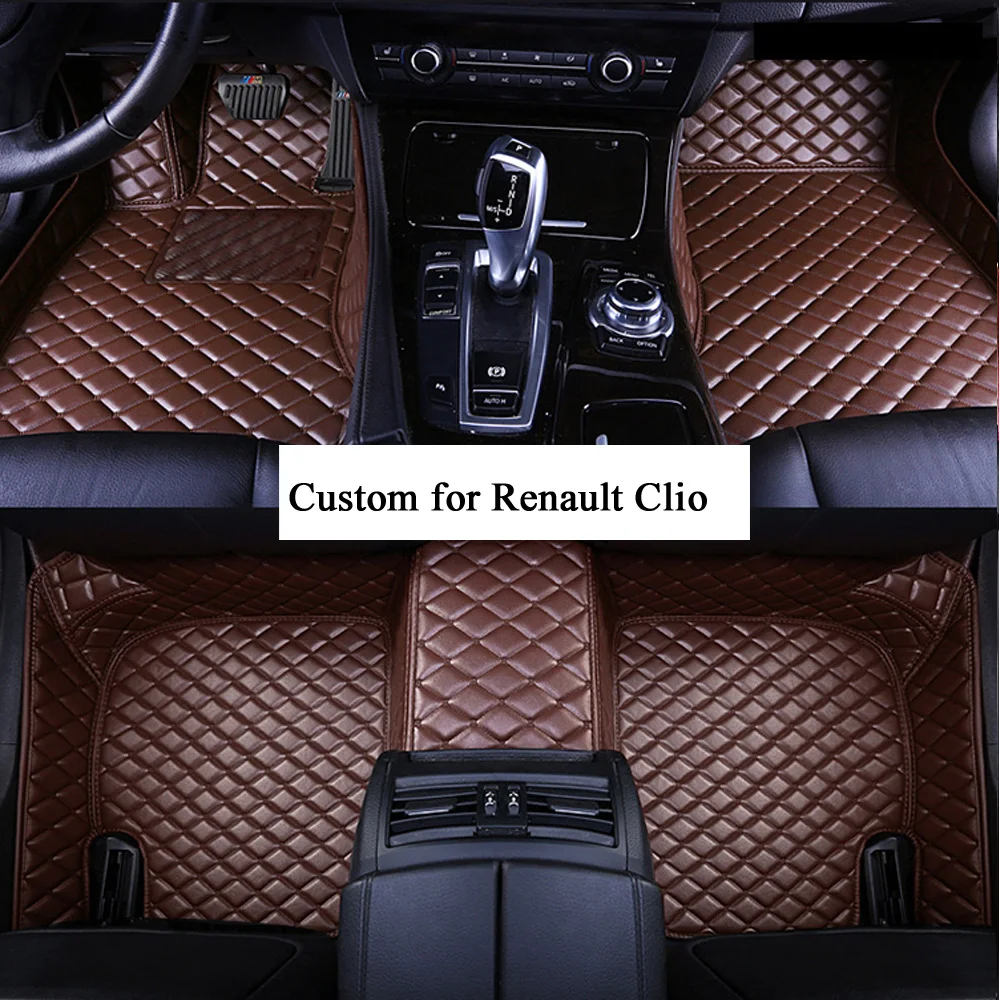 

Car Floor Mats Black/Beige/Red/Brown for Women Artificial Leather Mat for Renault Clio D7 X35