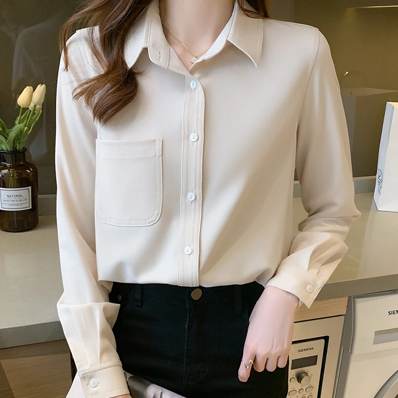Новинка Осень-зима 2021 Корейская рубашка женская модная простая шифоновая блузка