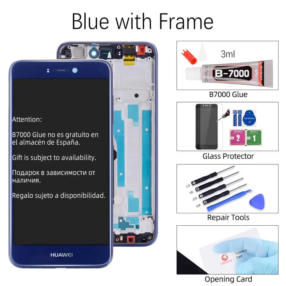 with frame Blue ЖК-дисплей для huawei P9 lite, сенсорный экран с рамкой, Замена для huawei P9 Lite, ЖК-дисплей LA1 LX1 LX2 LX3 - Цвет: with frame Blue