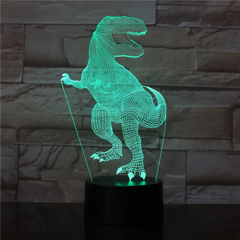 

3D Dinosaur Night Light LED WarmWhite USB Button Acrylic Optic Lights Decor luminaria Nights Lamps Kids Gifts For Baby Child
