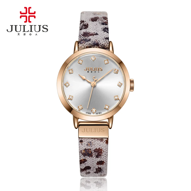 

Julius JA-976 Women Leopard Print Leather Bracelet Quartz Whatch Waterproof 3ATM Dropship Supplier Diamond Retro Vintage Watches