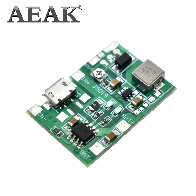 AEAK литий-ионный аккумулятор 18650 3,7 в 4,2 в зарядное устройство плата DC-DC Повышающий Модуль TP4056 DIY набор частей
