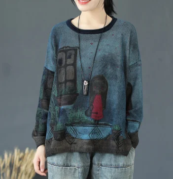 Женский Осенний вязаный свитер свободные пуловеры больших размеров новинка 2019