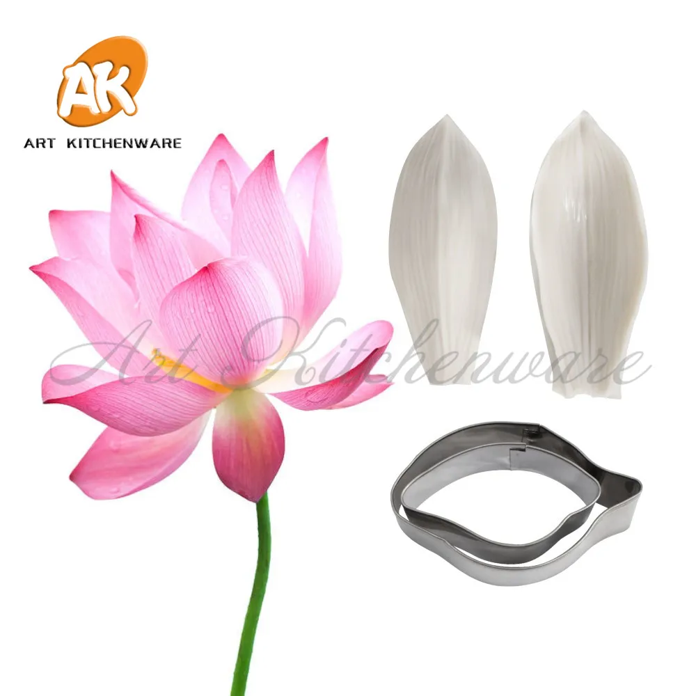 

4pcs/set Lotus Impression Flower Mold Silicone Veiner Mold Cake Decorating Fondant Sugarcraft Cake Mold for Sugar Flower