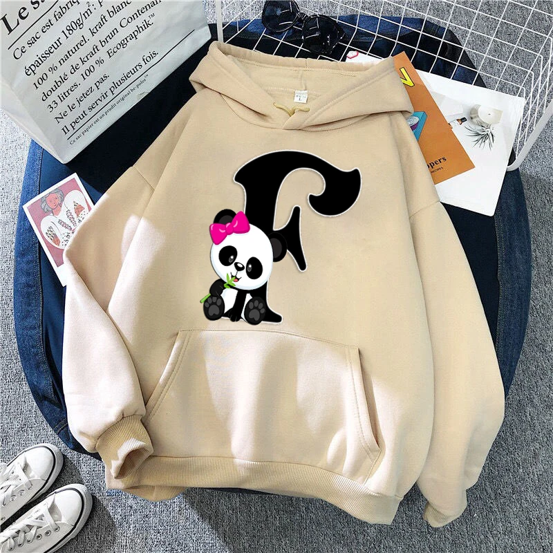 

Harajuku Kpop Women's Hoodie Alfabeto Print Panda Letters Sweatshirt O-neck Top Autumn Casual Long Sleeve Bluzki Clothes Hoodies