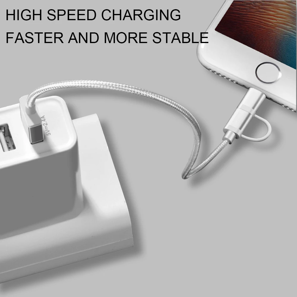 Swalle 2 в 1 вязаный usb кабель micro usb c кабель быстрое зарядное устройство 2A usb кабель для передачи данных для iPhone 11 XR andriod кабель для мобильного телефона