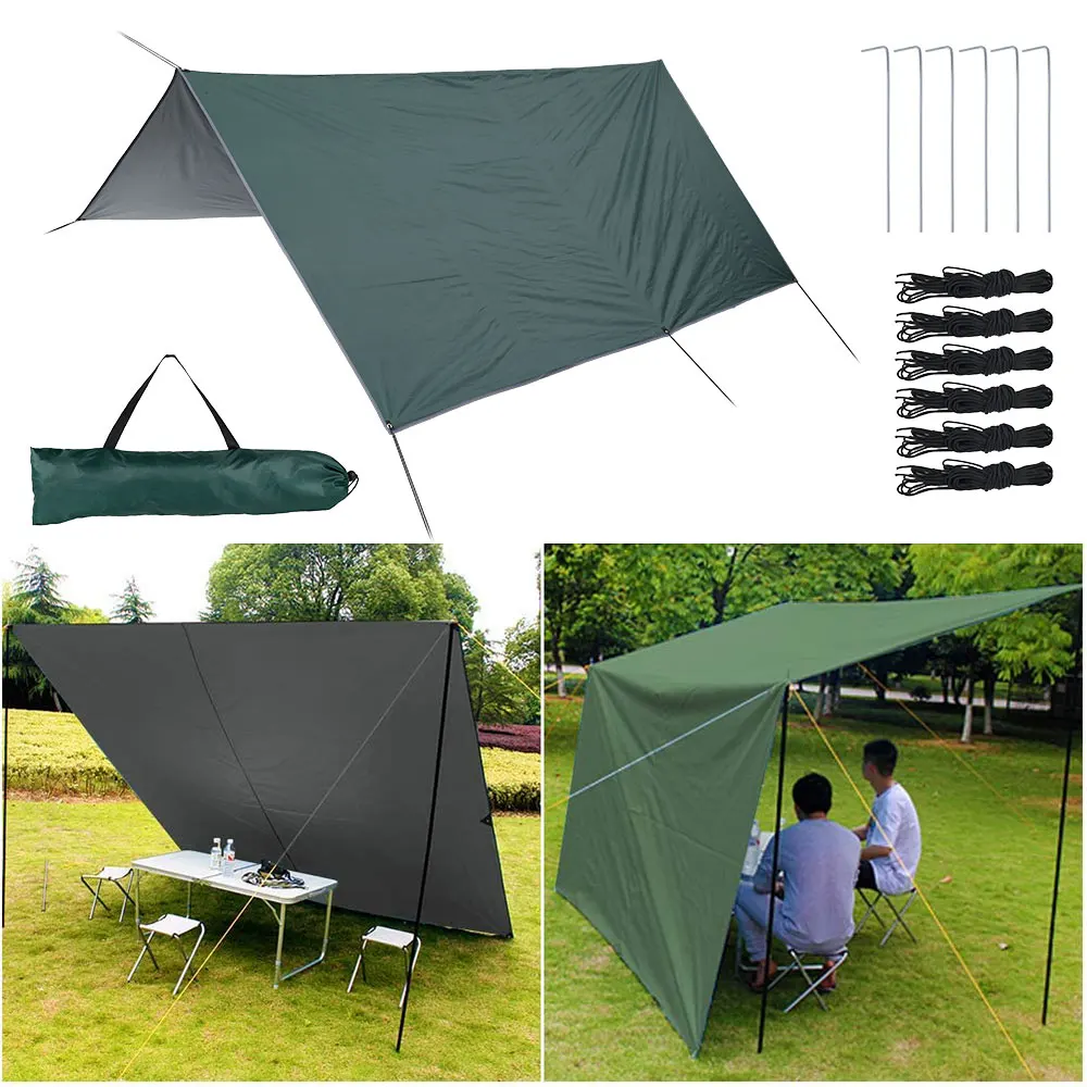 

2021Multifunctional Tent Tarp Outdoor Awning Lightweight Rain Sun Shade Hammock Anti-UV Picnic Hiking Mat Camping Shelter Summer