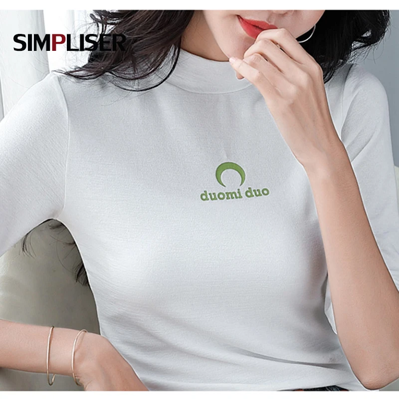 Hot Sale Women Soft Cotton Shirts T-shirts For Woman's 2020 Summer Bottoming Shirt Tee shirts Yellow Grey Blue Tops Slim Clothes | Женская