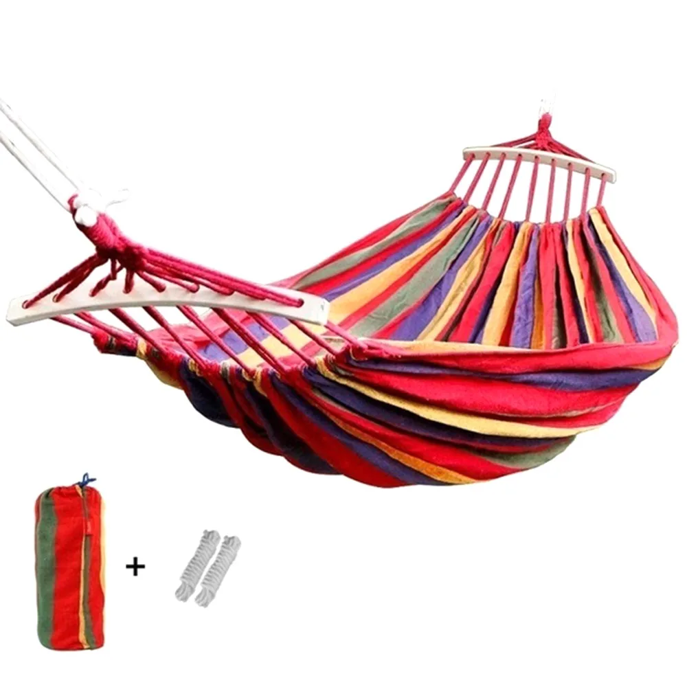 

190x150cm Hanging Hammock With Spreader Bar Double/Single Adult Strong Swing Chair Travel Camping Sleeping Bed Outdoor Furniture