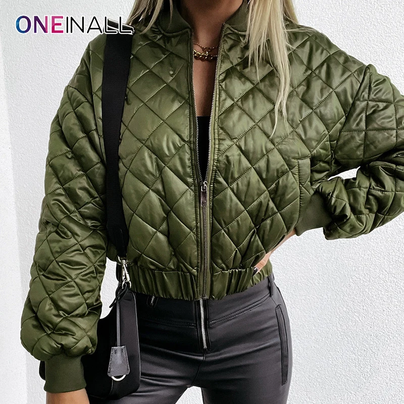 

Женское однотонное пальто ONEINALL, зеленое повседневное пальто с V-образным вырезом и длинным рукавом, однотонная Минималистичная куртка на ос...