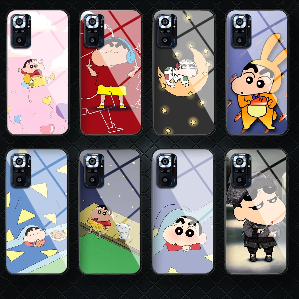 

Cute Crayon Tempered Glass Phone Case Cover For Xiaomi Mi Poco A F X 2 3 8 9 10 11 T Pro Lite Ultra Max Nfc Hoesjes Cell