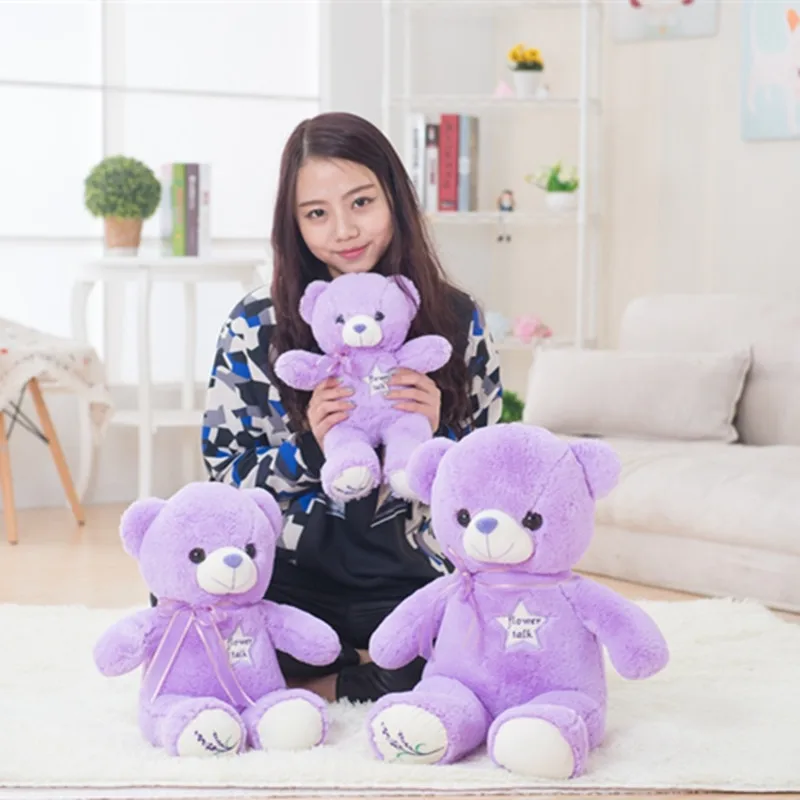 35/80cm Cute Purple Bear Plush Toys High Quality Stuffed Lovely Animals Teddy Dolls for Classmate Kids Graduation Gifts | Игрушки и