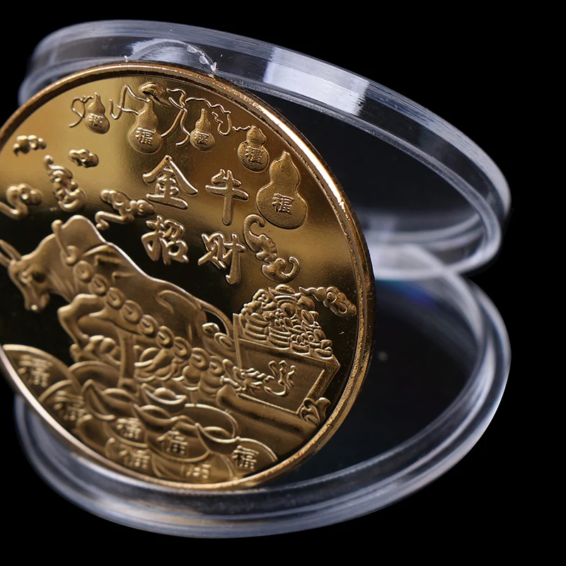 

1Pcs 2021 New Year Gold Coin Ox Commemorative Coins For Collection Gift