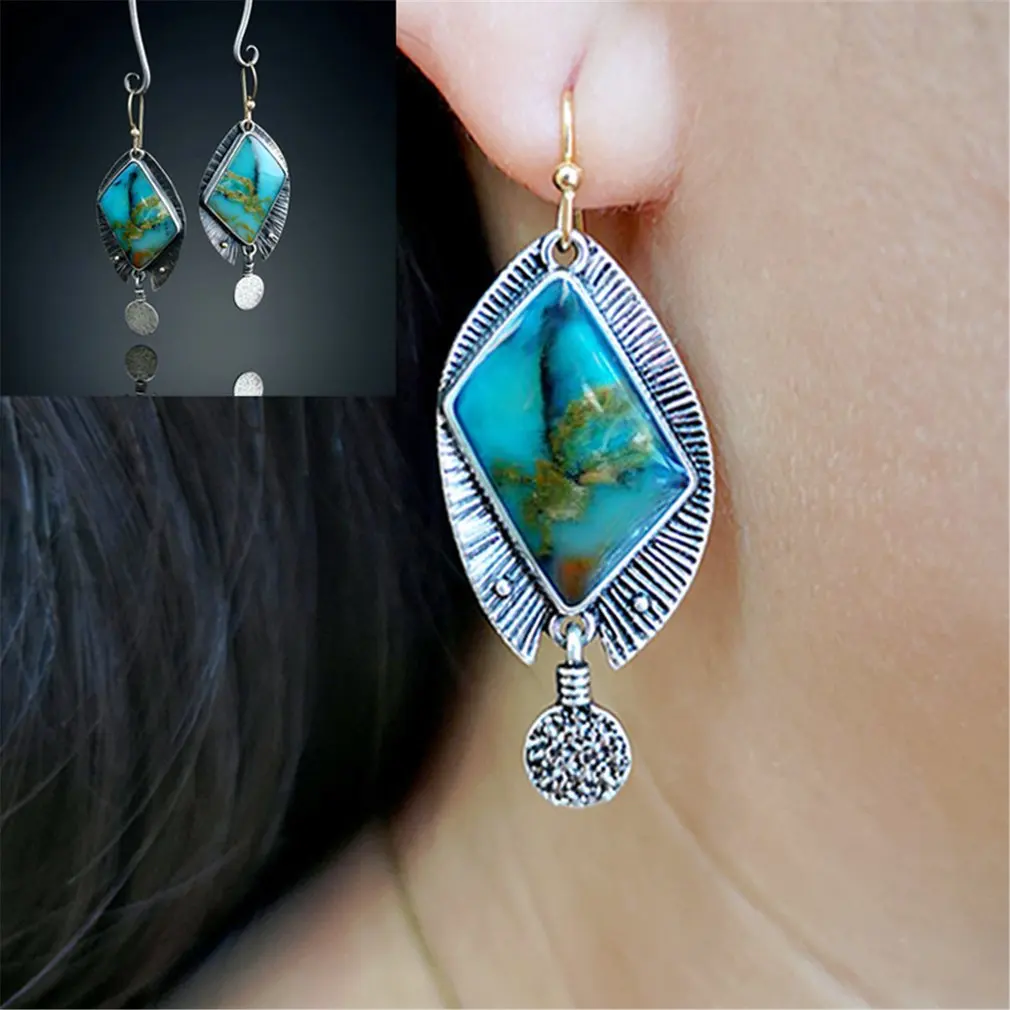 9 моделей ретро креативные цветные стеклянные серьги металлические дикие