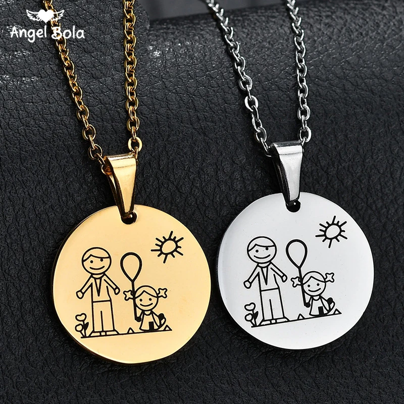 Прекрасный 316L нержавеющая сталь семейное ожерелье и кулон для мамы папы сына