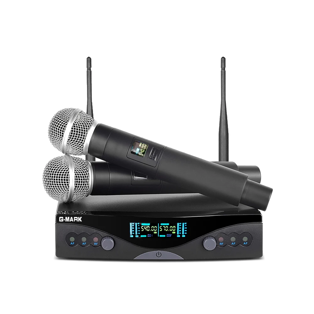 G-MARK UHF Wireless Microphone System G320 Long Range Dual Channel 2 Handheld Mic Transmitter Professional Karaoke Top Quality - Цвет: handheld microphone