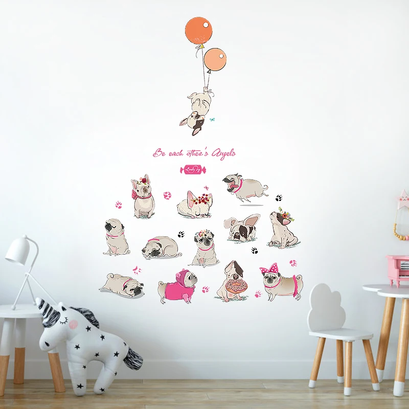 

Cartoon Dog Nursery Wall Stickers PVC Art Decals For Kids Rooms Decoration Removable Decor Wall Decals