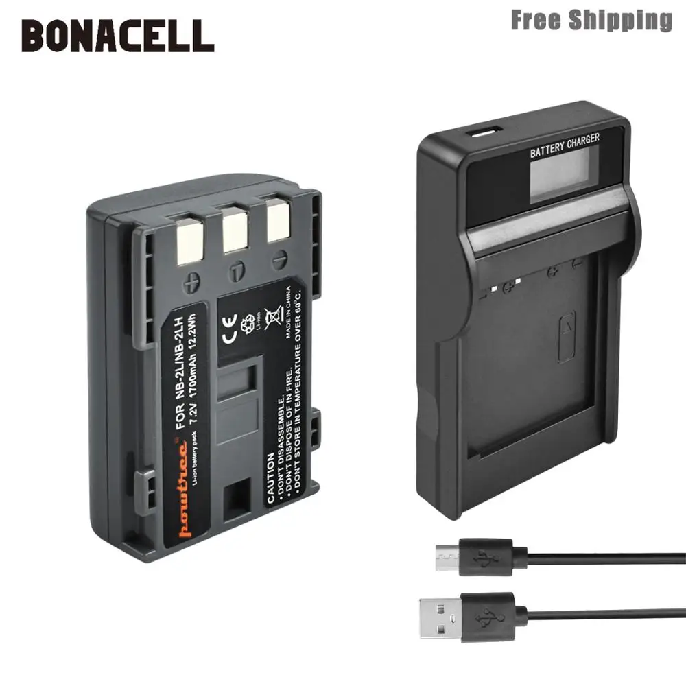 Bonacell 1700 мАч NB 2L NB2L 2LH NB2LH батарея для цифровой камеры Canon Rebel XT XTi 350D 400D G9 G7 S80 S70S30