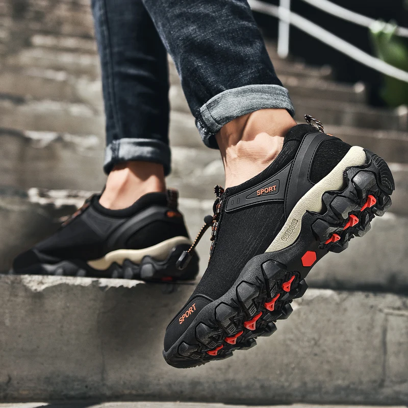 

Men Outdoor Breathable Waterproof Hiking Sports Trainers Mountain Hiker Sneakers Trekking Climbing Wading Trail Hill Shoes