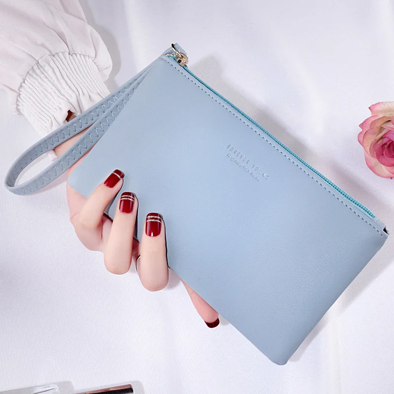 Light Blue Женский кошелек, длинный модный клатч на молнии, сумочка, новинка, сумка для мобильного телефона, держатель для карт, кошелек для монет, тонкий кошелек - Цвет: Light Blue