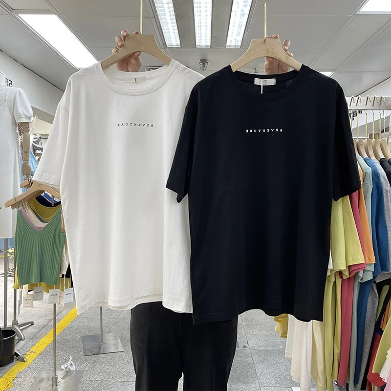 

Стильная футболка с коротким рукавом женская модная футболка в Корейском стиле с коротким рукавом и надписью