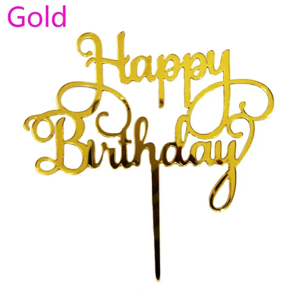 Розовое золото Топпер для торта С Днем Рождения акриловые буквы золотого и