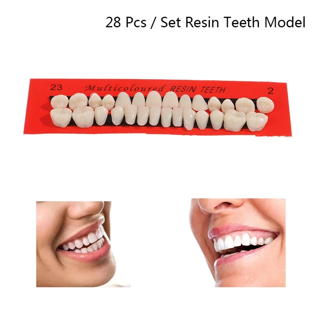 

28 шт./компл., универсальная модель зубов из искусственной смолы, модель зубов из смолы, прочные протезы, стоматологический материал, обучающ...